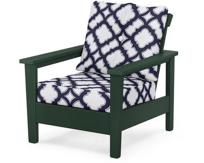 POLYWOOD® Prescott Deep Seating Chair in Green / Trellis Navy