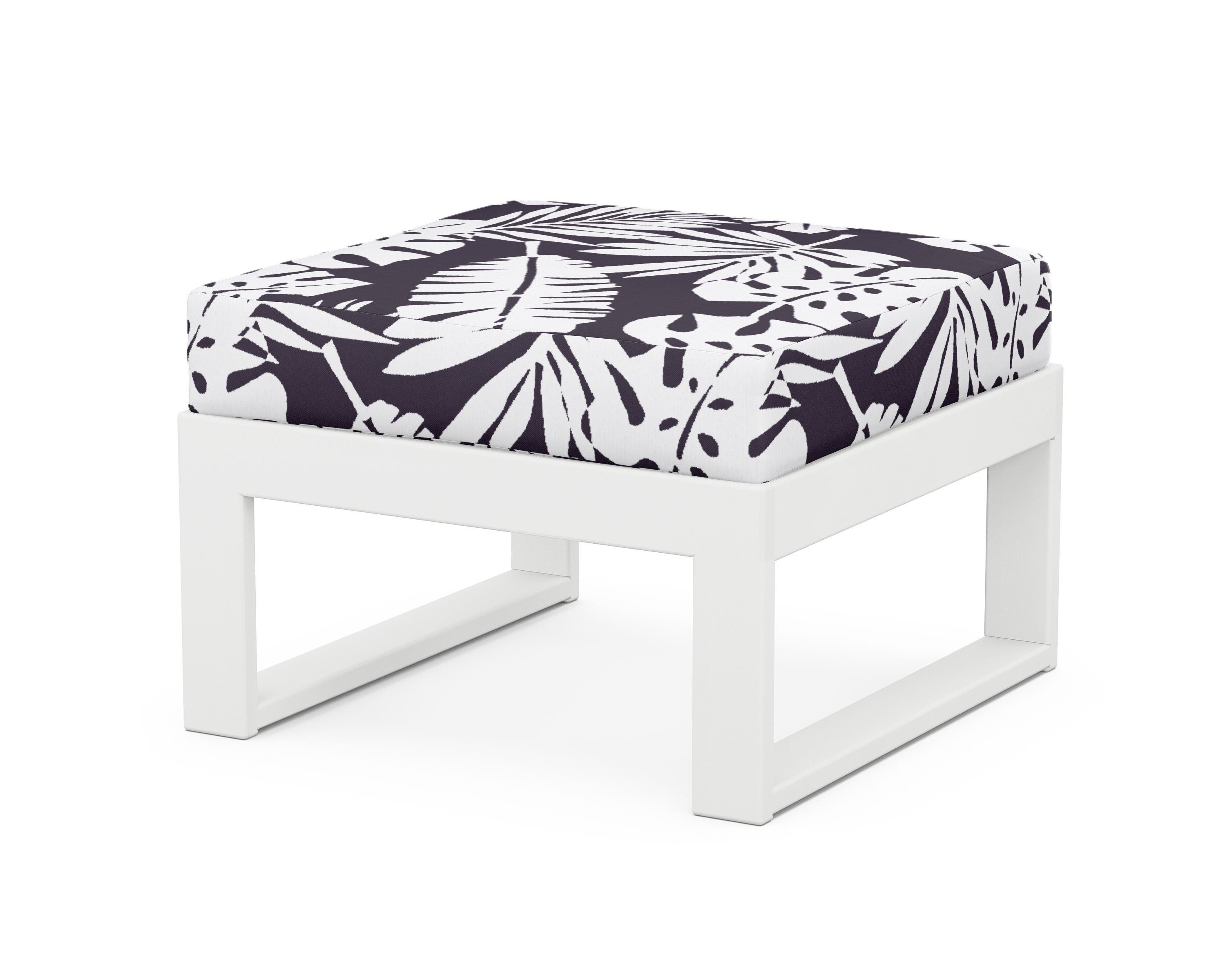 Unbranded Modular Ottoman - Modern in White / Leaf Navy