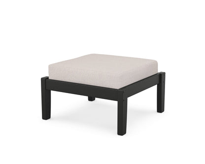 Unbranded Deep Seating Ottoman in Black / Dune Burlap