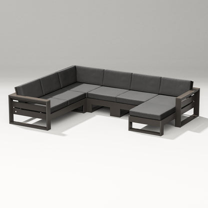 PW Designer Series Latitude Corner Sectional with Right Chaise in Vintage Coffee / Spectrum Carbon