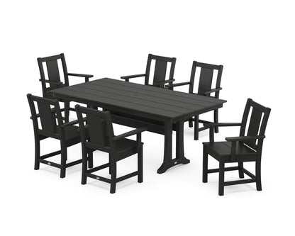 POLYWOOD® Prairie Arm Chair 7-Piece Farmhouse Dining Set with Trestle Legs in Black