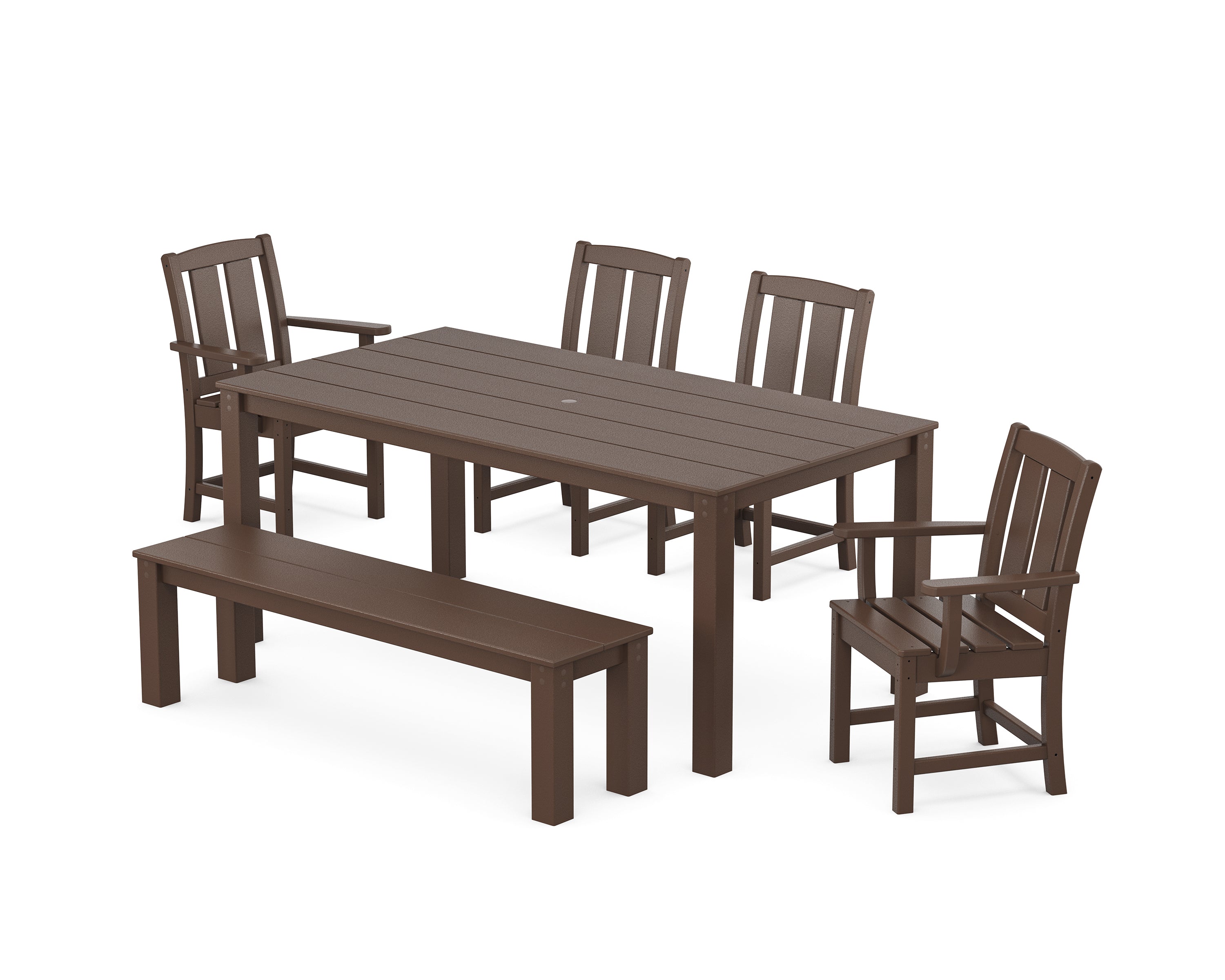 POLYWOOD® Mission 6-Piece Parsons Dining Set with Bench in Mahogany