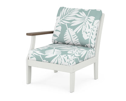 POLYWOOD® Braxton Modular Left Arm Chair in White / Kona / Leaf Glacier Spa