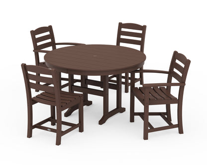 POLYWOOD® La Casa Café 5-Piece Round Farmhouse Dining Set in Mahogany