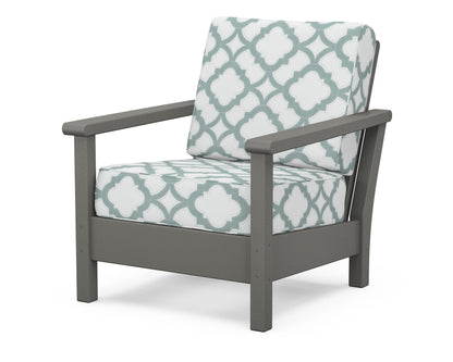 POLYWOOD® Harbour Deep Seating Chair in Slate Grey / Trellis Glacier Spa