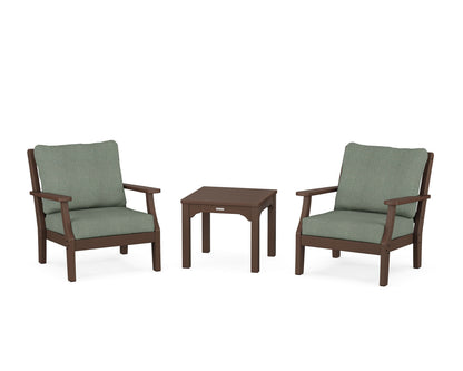 Martha Stewart by POLYWOOD® Chinoiserie 3-Piece Deep Seating Set in Mahogany / Cast Sage