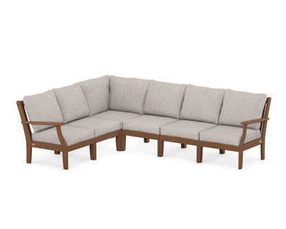 POLYWOOD® Braxton Modular 6-Piece Deep Seating Set in Teak / Weathered Tweed