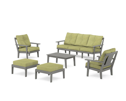 POLYWOOD® Prairie 6-Piece Lounge Sofa Set in Slate Grey / Chartreuse Boucle