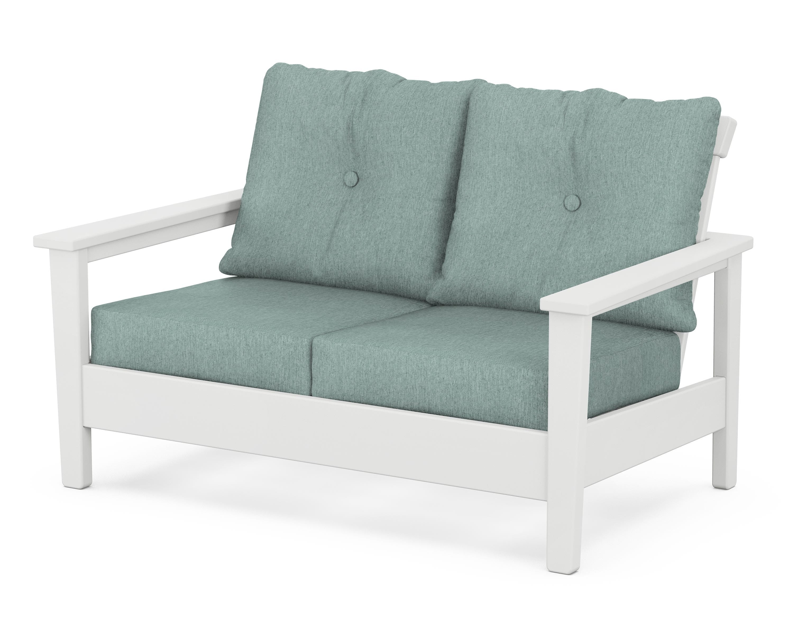 POLYWOOD® Prescott Deep Seating Loveseat in White / Glacier Spa