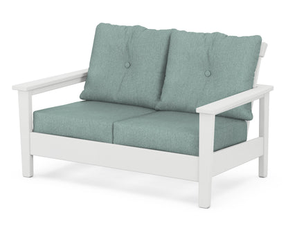 POLYWOOD® Prescott Deep Seating Loveseat in White / Glacier Spa