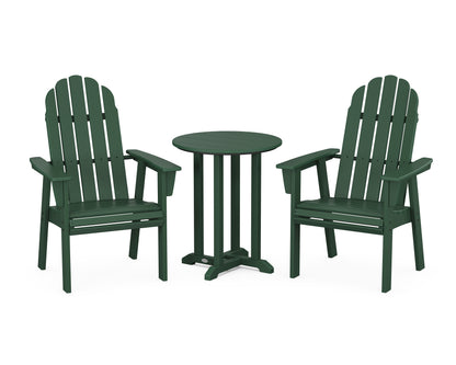 POLYWOOD® Vineyard Adirondack 3-Piece Round Bistro Dining Set in Green