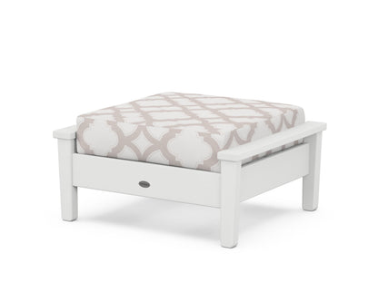 POLYWOOD® Prescott Deep Seating Ottoman in White / Trellis Dune Burlap