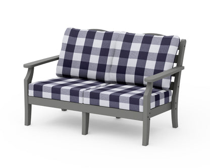 Draper James™ by  POLYWOOD® Savannah Deep Seating Loveseat in Slate Grey / Buffalo Plaid Navy