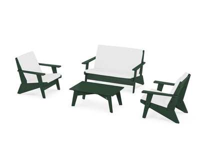 POLYWOOD® Riviera Modern Lounge 4-Piece Set in Green / Natural