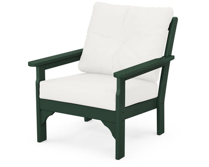 POLYWOOD® Vineyard Deep Seating Chair in Green / Natural Linen