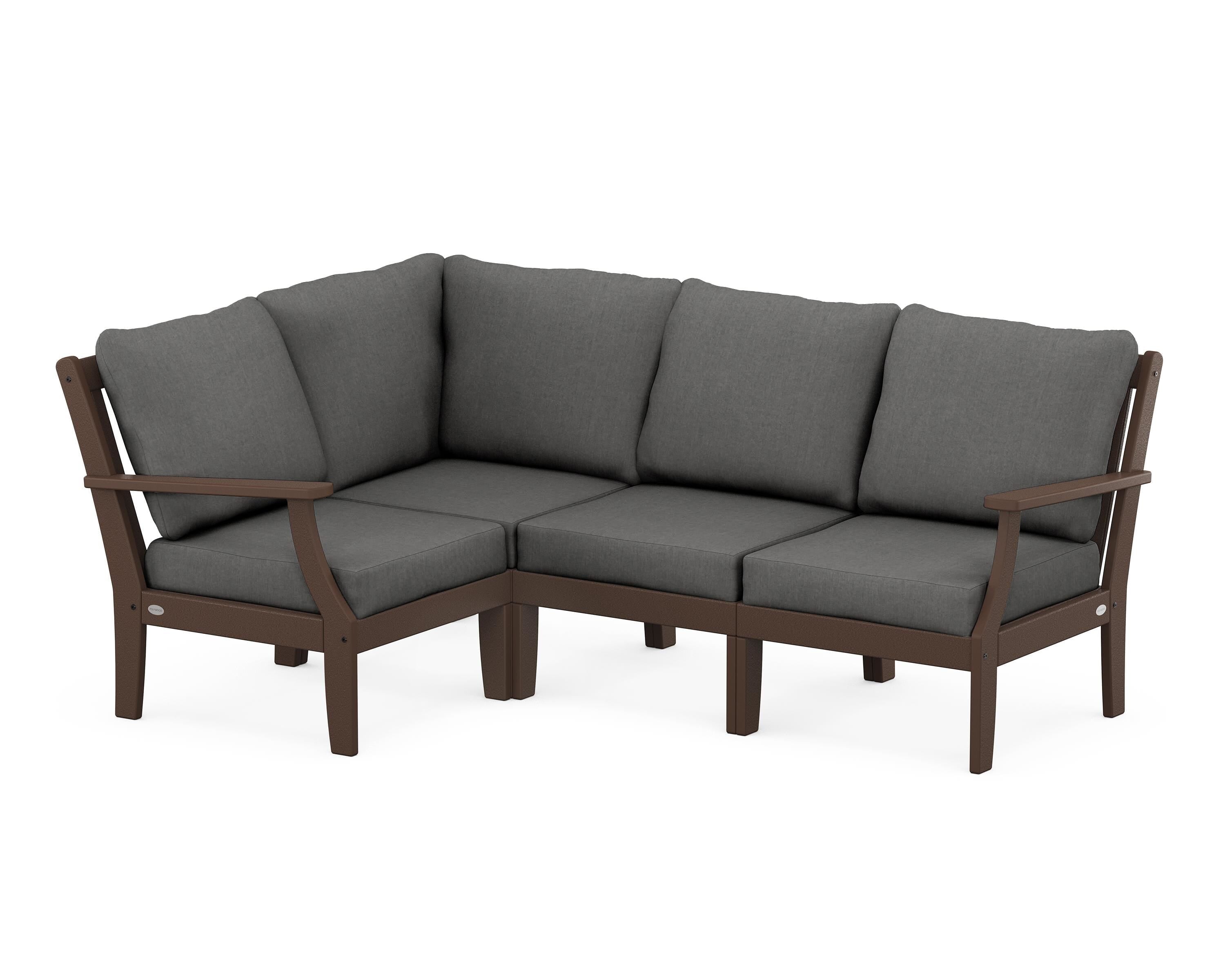 POLYWOOD® Braxton Modular 4-Piece Deep Seating Set in Mahogany / Spectrum Carbon