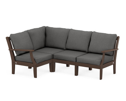 POLYWOOD® Braxton Modular 4-Piece Deep Seating Set in Mahogany / Spectrum Carbon