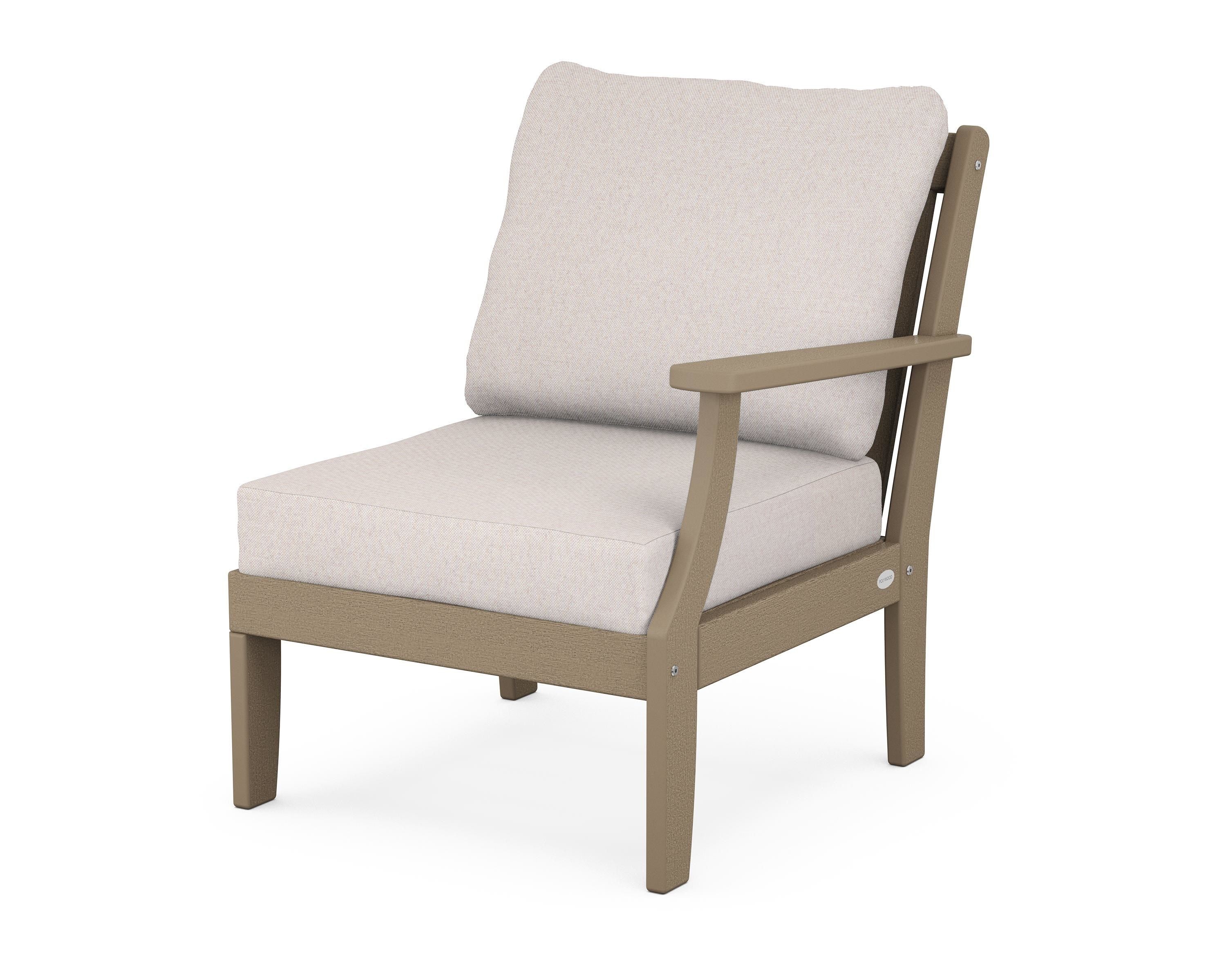 POLYWOOD® Braxton Modular Right Arm Chair in Vintage Sahara / Dune Burlap