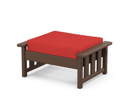 Martha Stewart by POLYWOOD® Acadia Deep Seating Ottoman in Mahogany / Crimson Linen