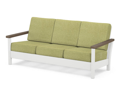 POLYWOOD® Harbour Deep Seating Sofa in White / Kona / Chartreuse Boucle