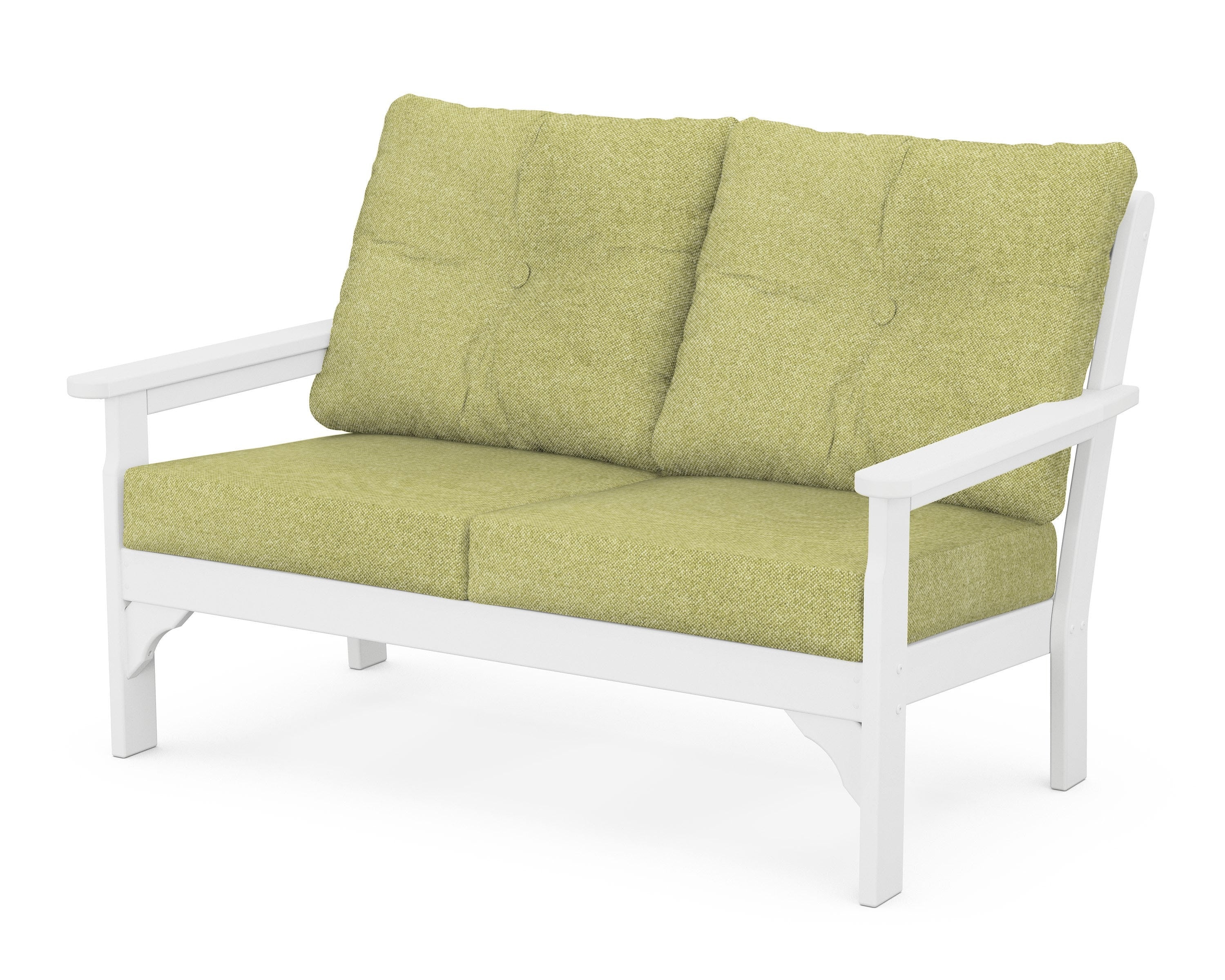 POLYWOOD® Vineyard Deep Seating Loveseat in White / Chartreuse Boucle
