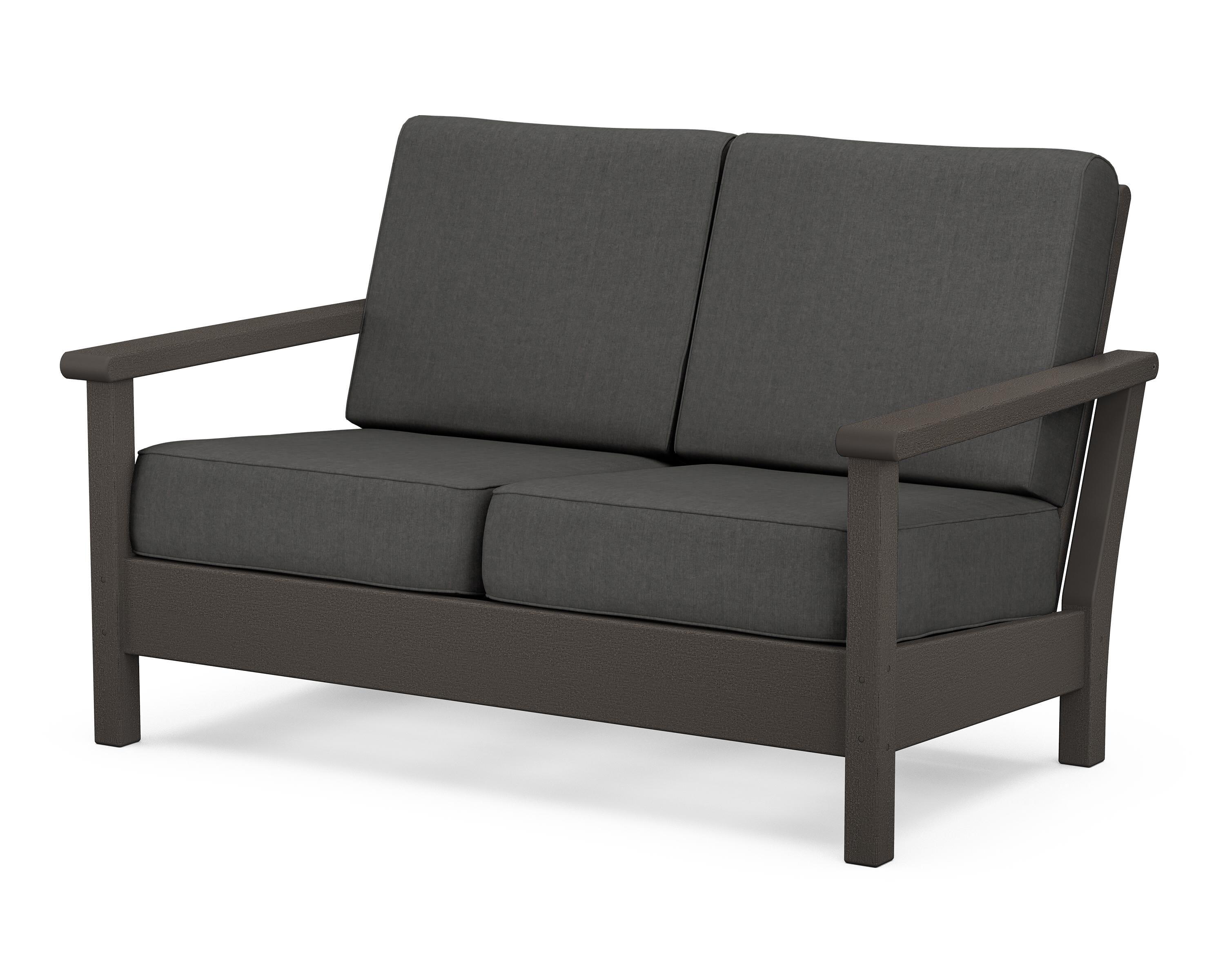 POLYWOOD® Harbour Deep Seating Loveseat in Vintage Coffee / Spectrum Carbon