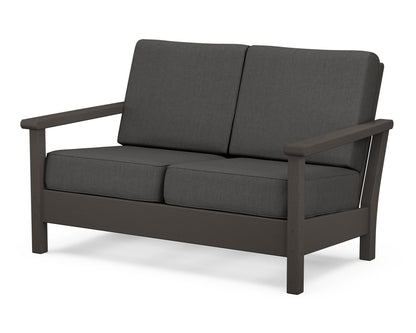 POLYWOOD® Harbour Deep Seating Loveseat in Vintage Coffee / Spectrum Carbon