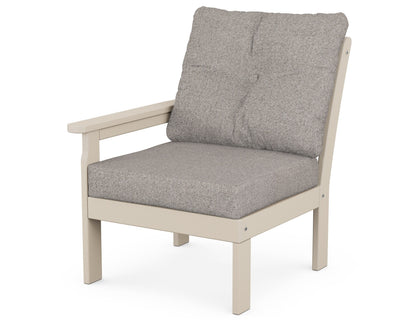 POLYWOOD® Vineyard Modular Left Arm Chair in Sand / Weathered Tweed