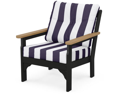 POLYWOOD® Vineyard Deep Seating Chair in Black / Natural / Cabana Stripe Navy