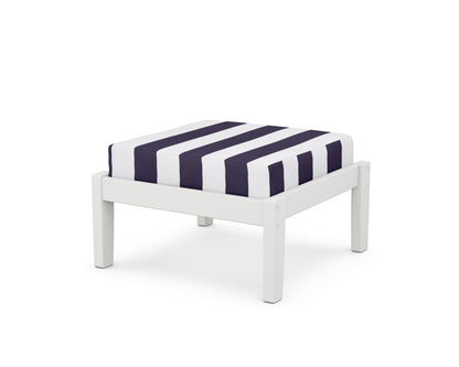 Unbranded Deep Seating Ottoman in White / Cabana Stripe Navy