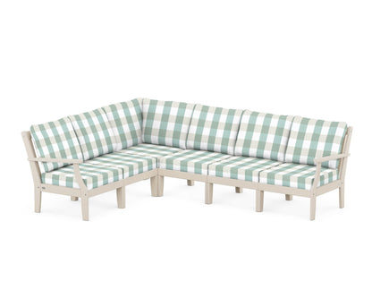 POLYWOOD® Braxton Modular 6-Piece Deep Seating Set in Sand / Buffalo Plaid Glacier Spa