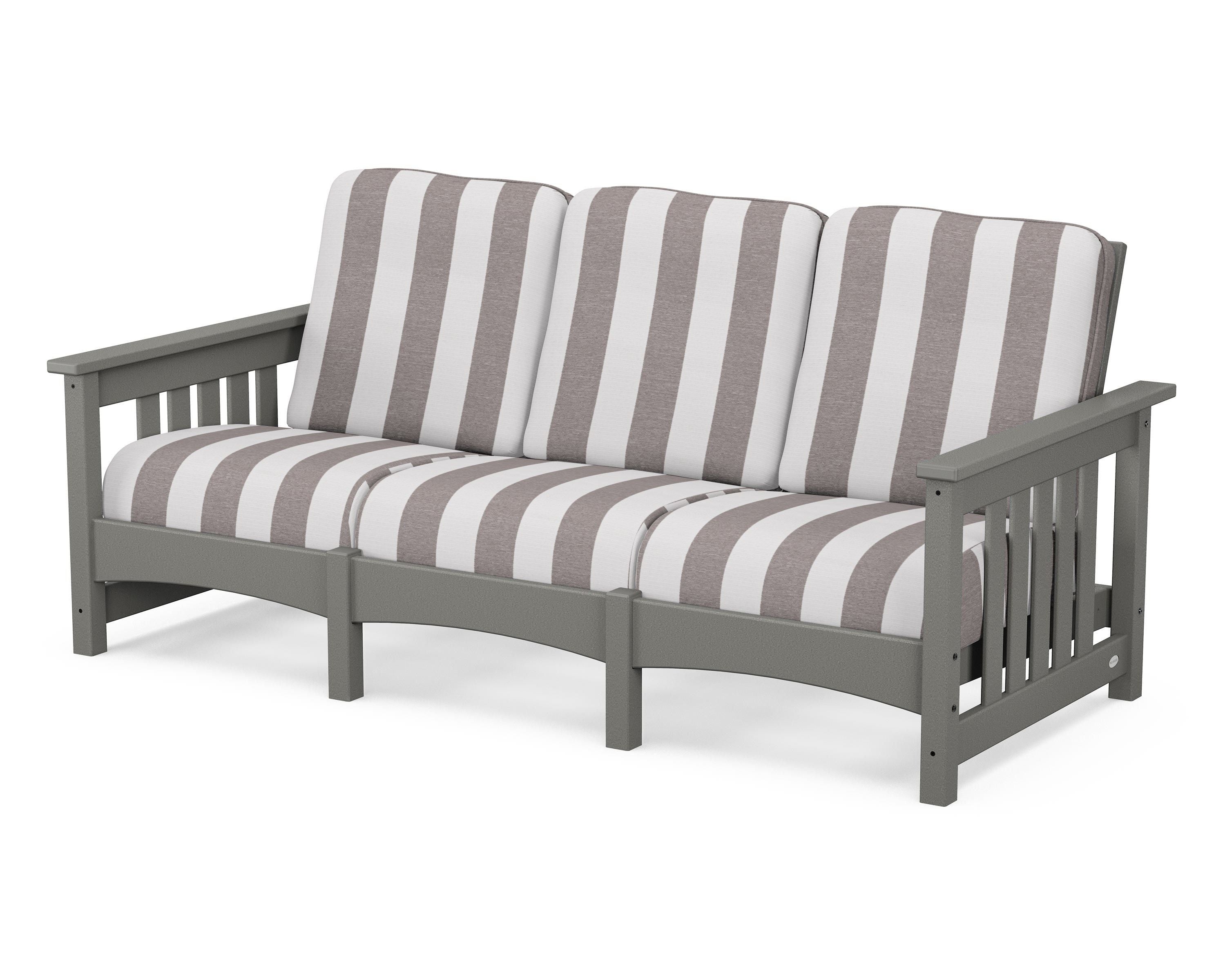 POLYWOOD® Club Mission Sofa in Slate Grey / Cabana Stripe Grey Mist