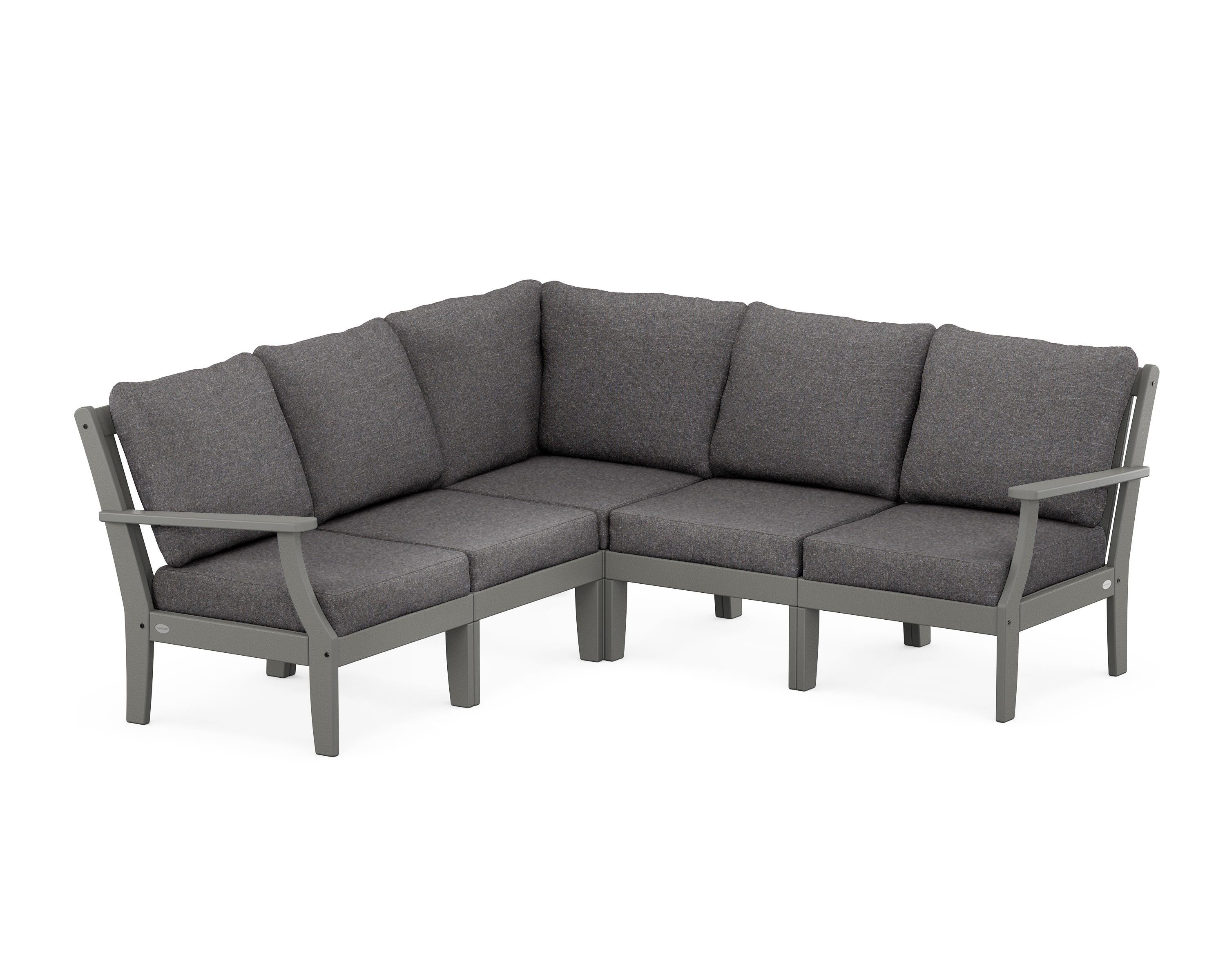 POLYWOOD® Braxton Modular 5-Piece Deep Seating Set in Slate Grey / Ash Charcoal