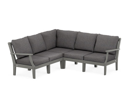 POLYWOOD® Braxton Modular 5-Piece Deep Seating Set in Slate Grey / Ash Charcoal
