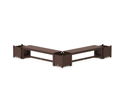 POLYWOOD® 60" Nautical L- Shaped Planter Bench Corner Set in Mahogany