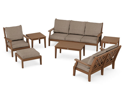 Country Living Wovendale 7-Piece Deep Seating Set in Teak / Spiced Burlap