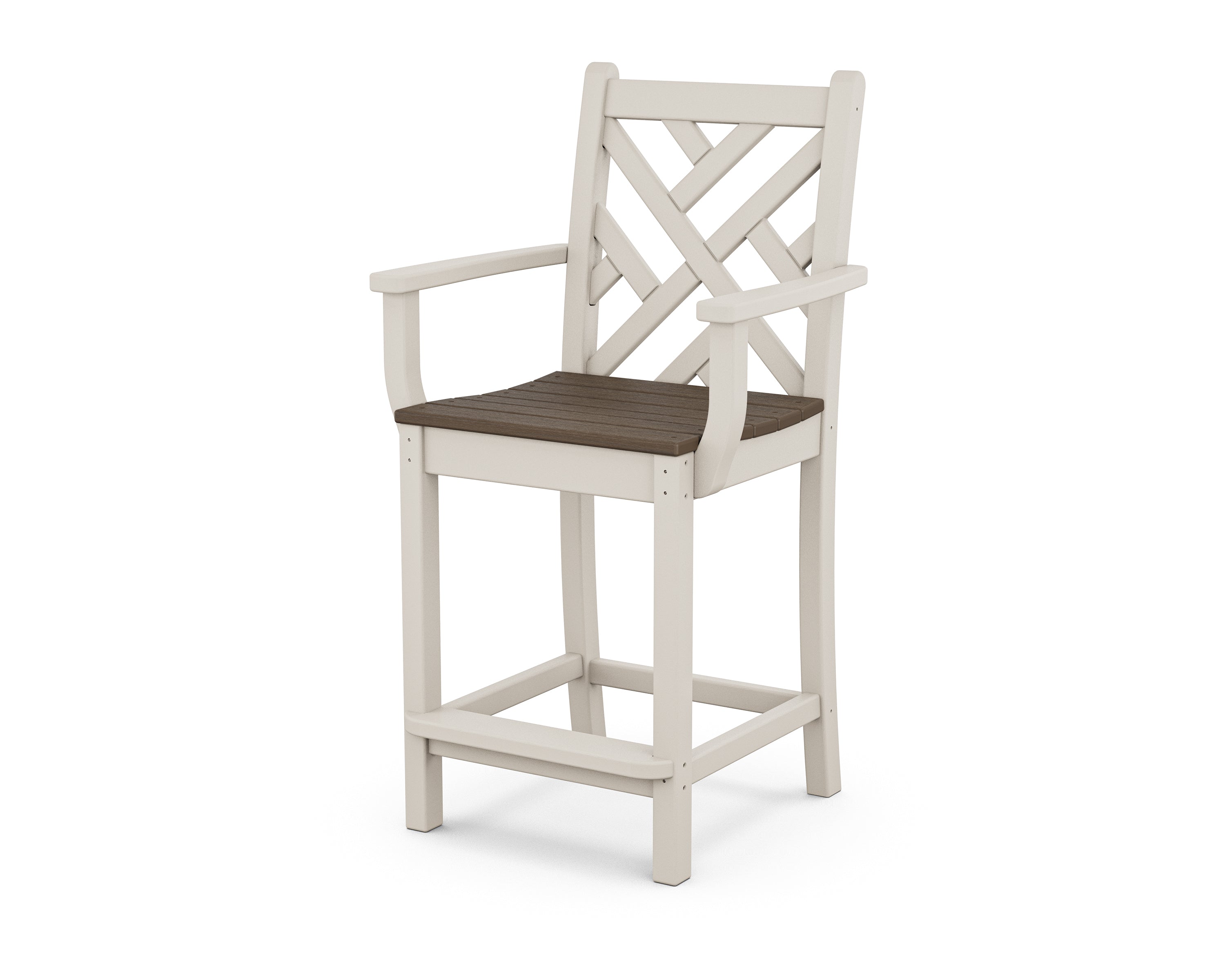 POLYWOOD® Chippendale Counter Arm Chair in Sand / Kona