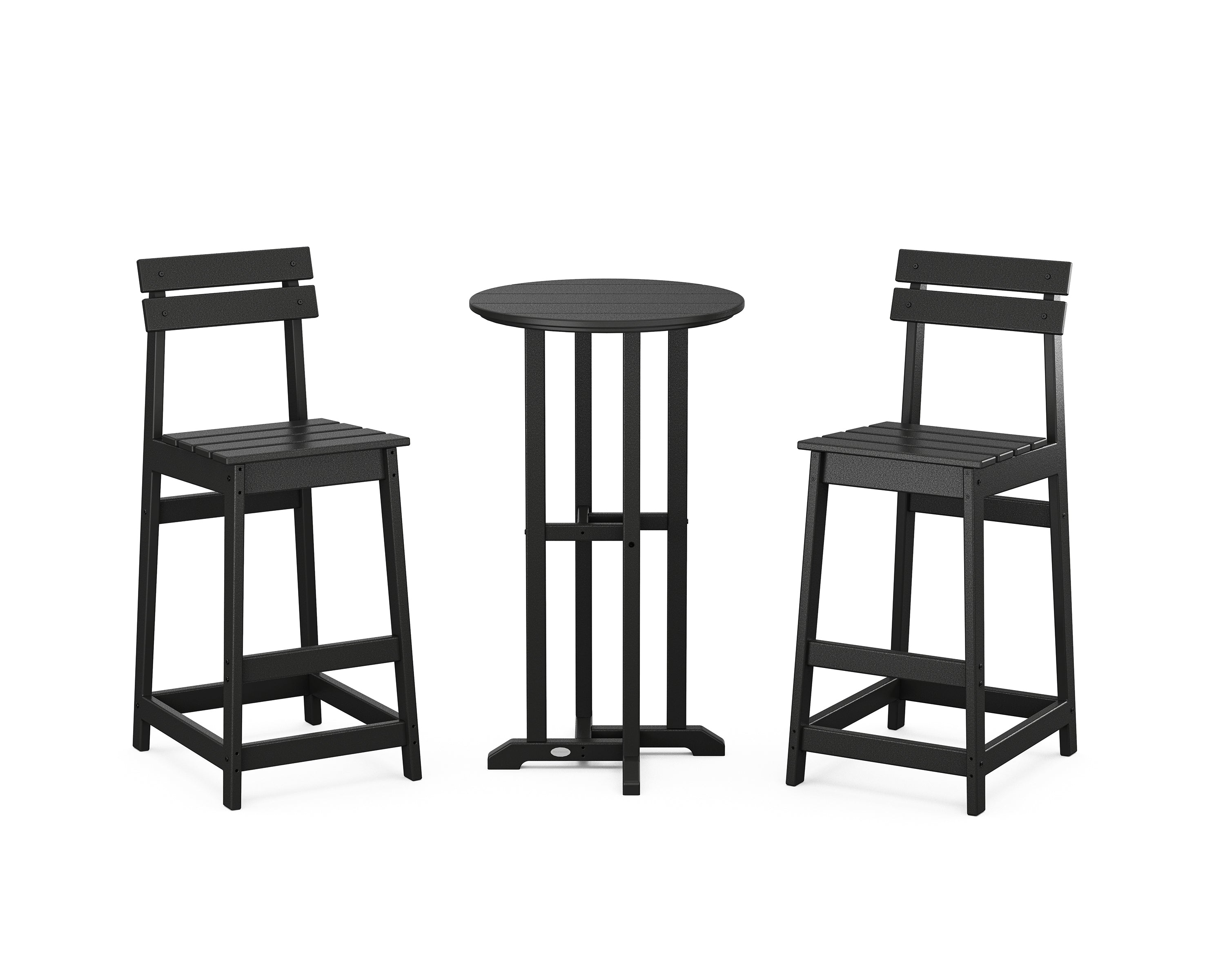 POLYWOOD® Modern Studio Plaza Bar Chair 3-Piece Bistro Set in Black