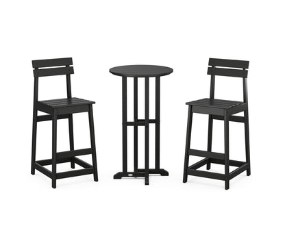 POLYWOOD® Modern Studio Plaza Bar Chair 3-Piece Bistro Set in Black
