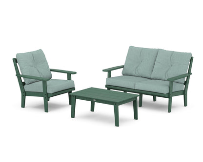 POLYWOOD® Prairie 3-Piece Deep Seating Set with Loveseat in Green / Glacier Spa