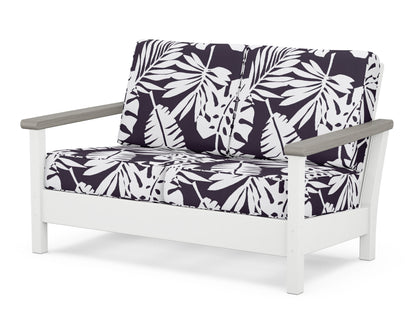 POLYWOOD® Harbour Deep Seating Loveseat in White / Driftwood / Leaf Navy