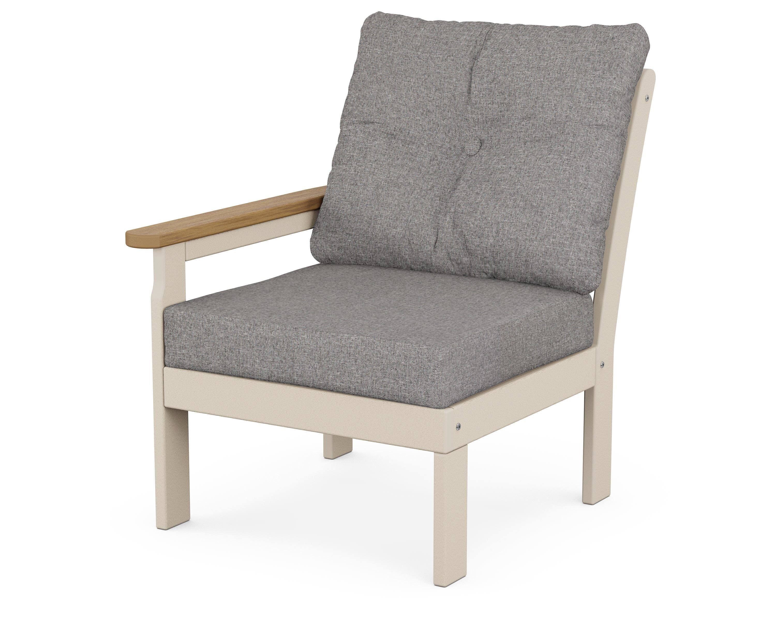 POLYWOOD® Vineyard Modular Left Arm Chair in Sand / Natural / Grey Mist