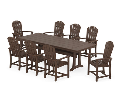 POLYWOOD® Palm Coast 9-Piece Farmhouse Dining Set with Trestle Legs in Mahogany
