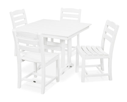 POLYWOOD® La Casa Café 5-Piece Farmhouse Trestle Side Chair Dining Set in White