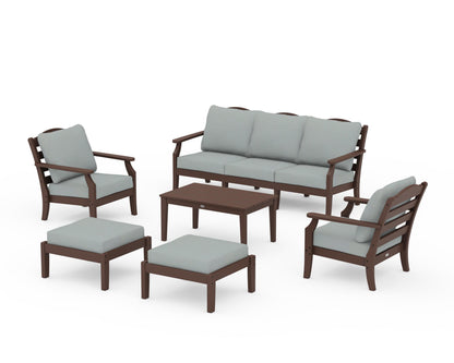 Draper James™ by  POLYWOOD® Savannah 6-Piece Lounge Sofa Set in Mahogany / Spa
