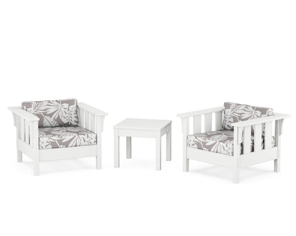 Martha Stewart by POLYWOOD® Acadia 3-Piece Deep Seating Set in White / Leaf Grey Mist
