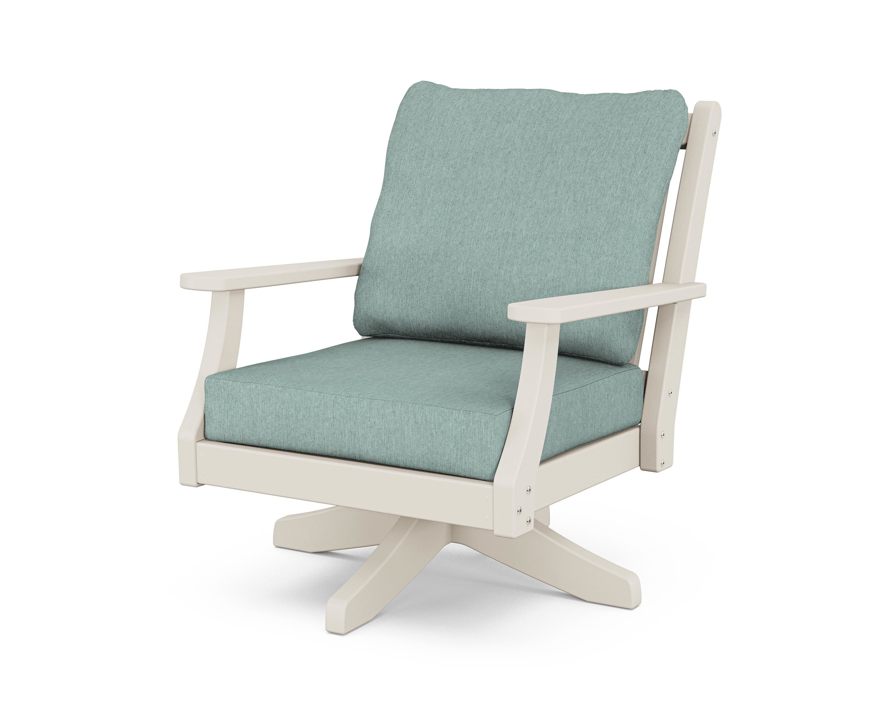 Country Living Wovendale Deep Seating Swivel Chair in Sand / Glacier Spa