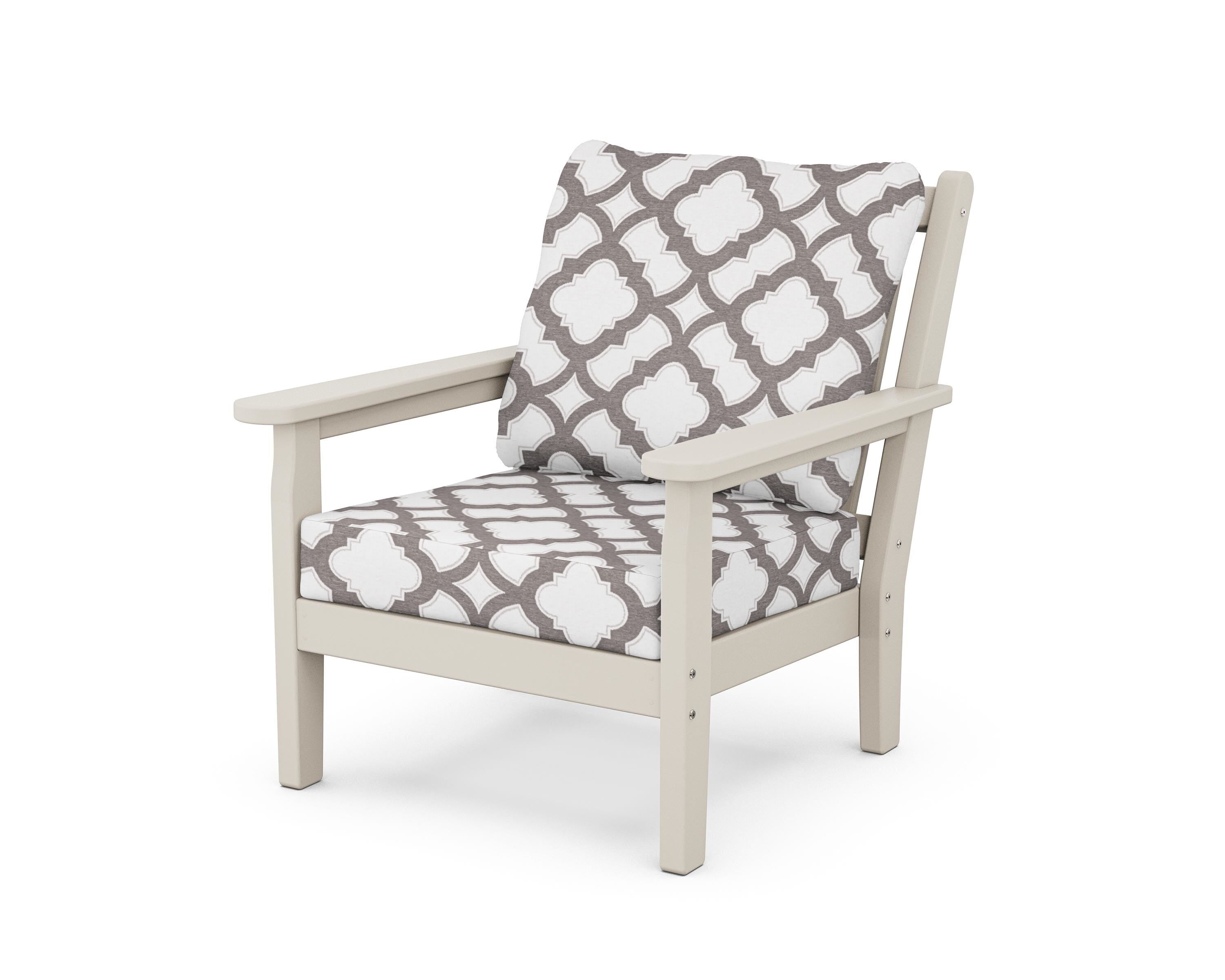 POLYWOOD® Chippendale Deep Seating Chair in Sand / Trellis Grey Mist