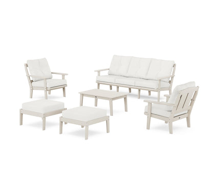POLYWOOD® Mission 6-Piece Lounge Sofa Set in Sand / Natural Linen