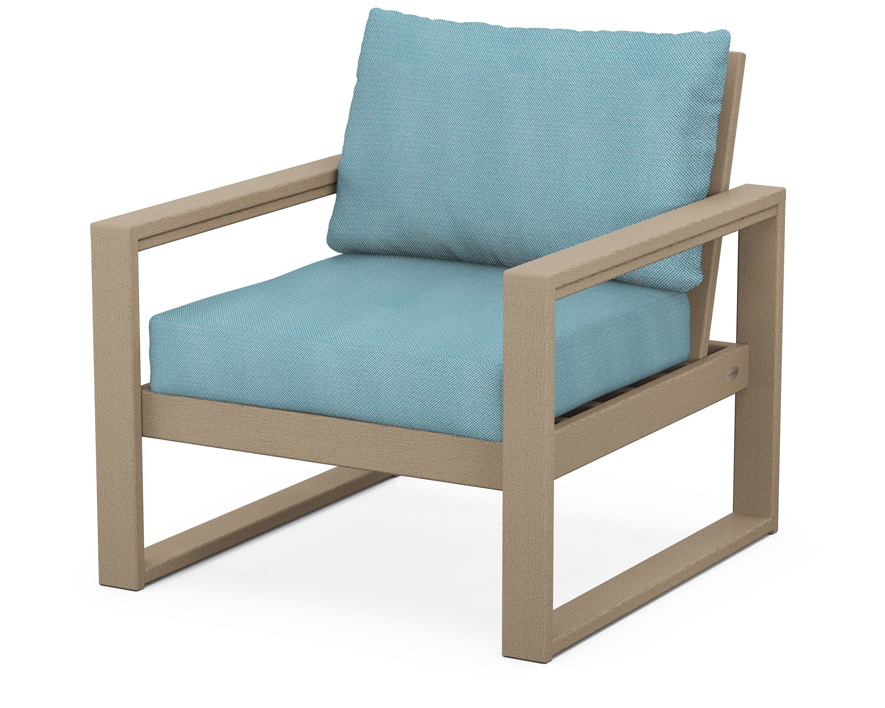 POLYWOOD® EDGE Club Chair in Vintage Sahara / Lattice Sky Blue